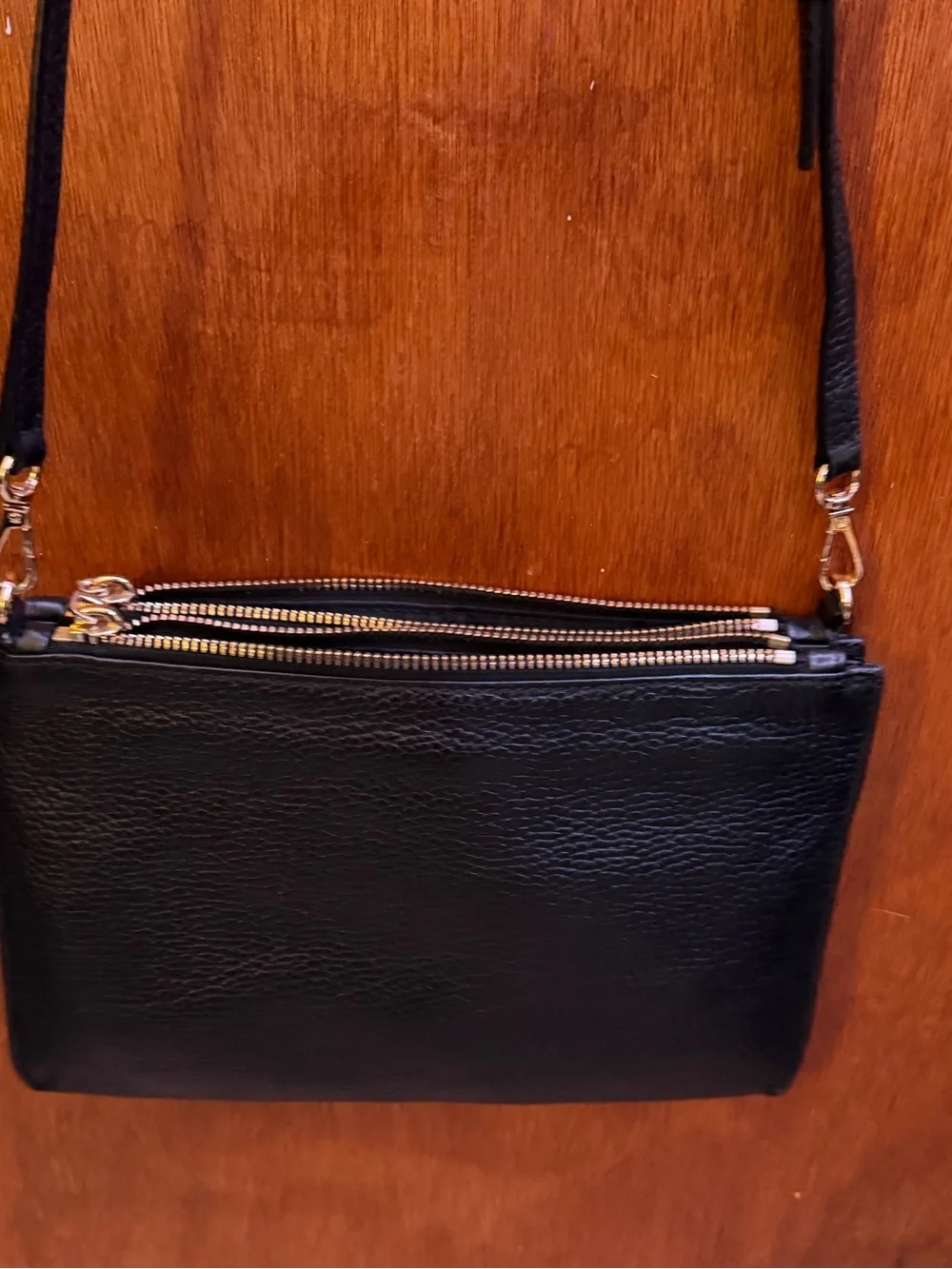 Michael Kors Black Leather Wristlet with Gold Hardware